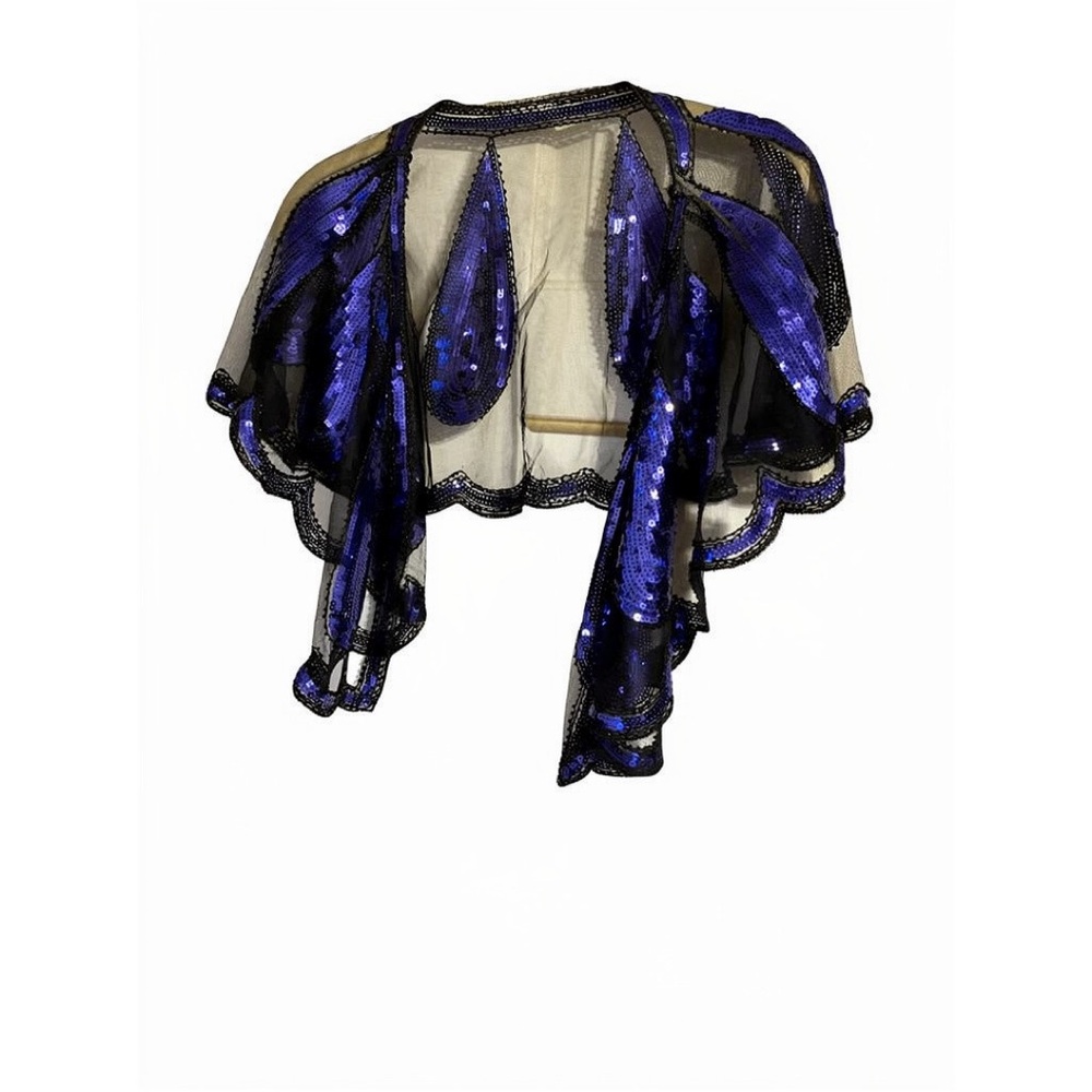 Blue Sequin Sheer Bolero Shrug - Women Accessories